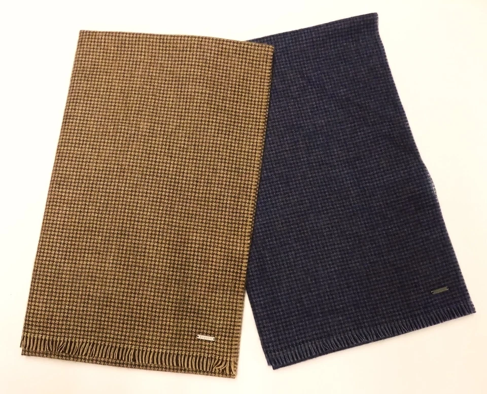 Sciarpa pashmina quadri in lana BUGATTI uomo 630315 890 marrone 590 blu - Immagine 1 di 1