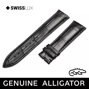 Alligator Krokodilleder für Kleriker Uhr schwarz Armband Band Schnalle/Verschluss HQ - Bild 1 von 10
