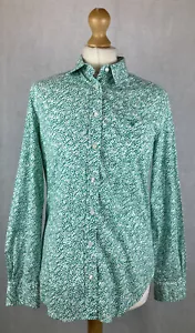 Blusa con botones de algodón floral verde blanco tenso para mujer Reino Unido12 A99 - Imagen 1 de 10