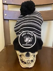 Vintage SNO SHOO SNOWMOBILES Patch on Black Beanie! Cool! Great Condition! - Picture 1 of 6