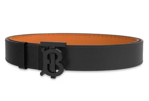 Cinturón de cuero con hebilla TB Burberry para hombre en negro talla S - Hecho en Italia - Imagen 1 de 4