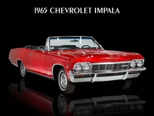 1965 Chevrolet Impala Metal Sign Lg. Size, 12x16: Classic Red Convertible - Picture 1 of 1