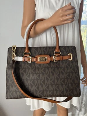 NEW MICHAEL KORS Hamilton Signature Large  Tote Satchel Shoulder Bag Brown - Image 1 of 4