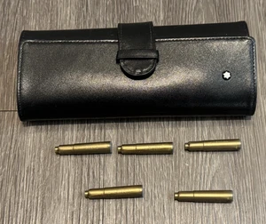 Montblanc Meisterstück Traveller schwarzes Leder Federetui - 5 Tintenminen - LESEN - Bild 1 von 24