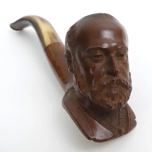 GEORGE V WELL CARVED HEAD PIPE - ANTLER/HORN MOUTHPIECE - Picture 1 of 5