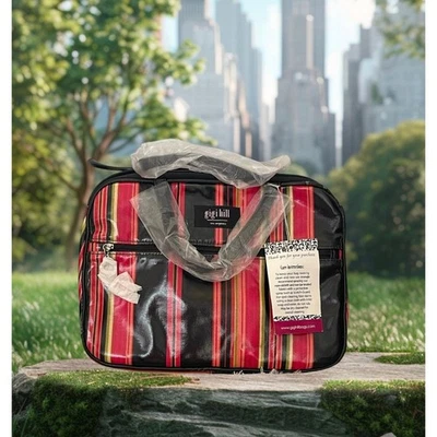 Gigi Hill Striped Cosmetic Bag Heart Zipper Pull  - Image 1 of 4