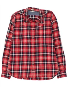 PEPE JEANS Mens Regular Fit Flannel Shirt Medium Red Check Cotton QF05 - Picture 1 of 3