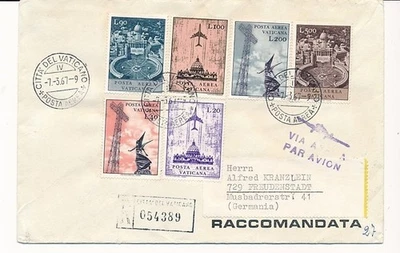 D222539 Radio Tower Jet of St.Peter's Cathedral Registered Cover Vatican City - Image 1 of 2