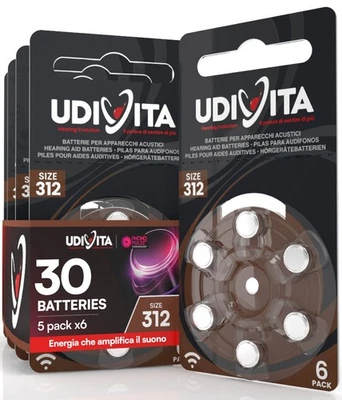 RAYOVAC 30 Batterie Pile Udivita 312 per Apparecchi PROTESI Acustiche Udito PR41