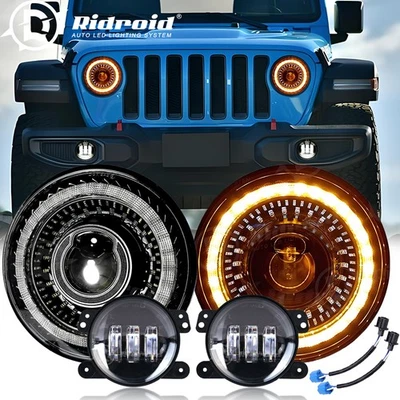 Combo de faros LED proyectores de 7" + luces antiniebla LED para Jeep Wrangler JK 2007-2018 Foto 1 de 4