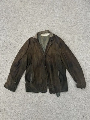 Abrigo deportivo chaqueta de cuero vintage años 30 40 aplastado Foto 1 de 4