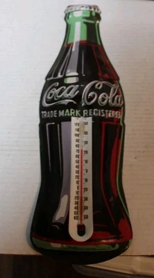 Vintage 1998 Coca Cola Bottle Tin Thermometer Sign 16-1/2"L - Image 1 of 4