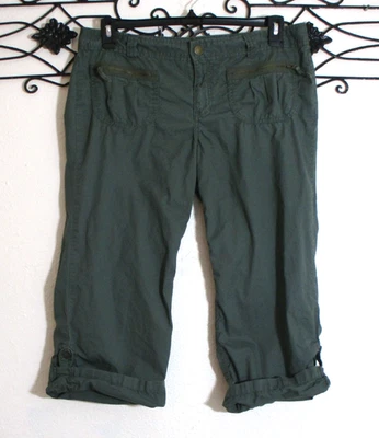 Pantalones capri Calvin Klein talla 12 verdes bolsillos con lengüeta enrollable Foto 1 de 4