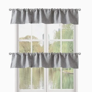 Küchenvolants für Fenster 2 Packungen, 10 Zoll 104" Breite x 10" Länge (2er Pack) Grau - Bild 1 von 6