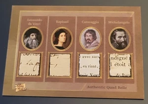 Pieces Of The Past Quad Relic Written Da Vinci  Rafael  Michelangelo Caravaggio - Picture 1 of 2
