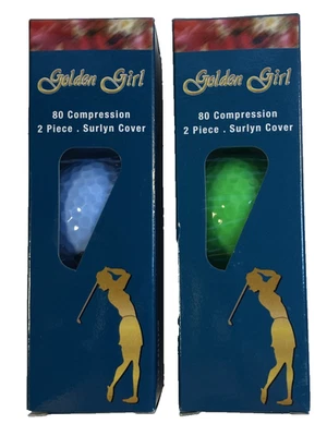 RAM Golden Girl 80 Compression Golf Balls (2) Sleeve 6 Balls Green Blue - Image 1 of 2