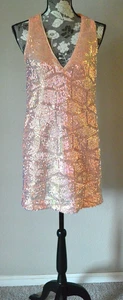 Mini abito Baum Und Horsegarten Salmon Jolietta paillettes scollo a V taglia 36 US 4 EUC - Foto 1 di 10