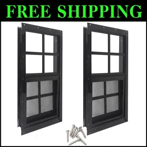 Ventilated 2" x 8" Sliding Windows for Sheds, Coops, and Playhouses - Set of 2 - Picture 1 of 9