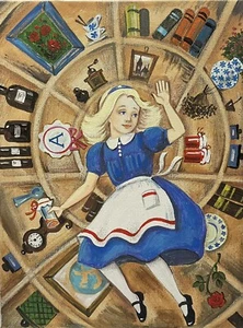 5x7 RYTA Alicia en el País de las Maravillas Arte Popular Impresión de Pintura Naranja Mermelada Rosa - Imagen 1 de 1