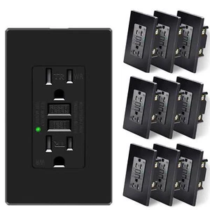 Electric Outlet Bathroom 15A GFI Receptacle Tamper-Resistant TR WR Black 10 Pack - Bild 1 von 13