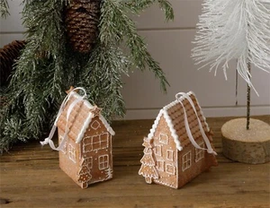 Neu Weihnachten WEISS GEFROSTET LEBKUCHENHAUS Plätzchen Ornament Figuren - Bild 1 von 1