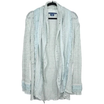 Polo Ralph Lauren Cardigan Womens S Blue Linen Silk Blend Open Front Knit Beachy - Image 1 of 4