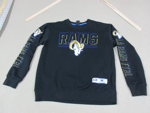 Los Angeles Rams Sweatshirt Mens Medium Black Blue Yellow Pullover Embroidered Cover