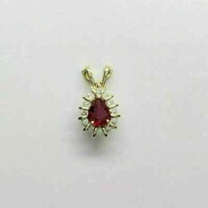 2.10Ct Lab Created Ruby Diamond Cluster Pendant Necklace 14k Yellow Gold Plated - Picture 1 of 5