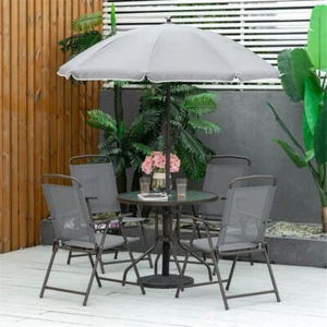 Outdoor Patio Dining Set with Umbrella Table and Chairs Furniture Garden - Picture 1 of 7