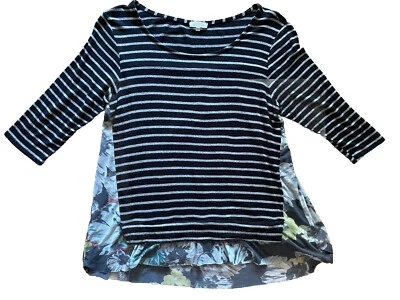 Top para mujer Anthropologie Weston Wear mediano floral espalda rayas manga 3/4 boho Foto 1 de 4