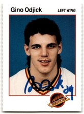 1989-90 MOHAWK GINO ODJICK CANUCKS #29 HAND SIGNED