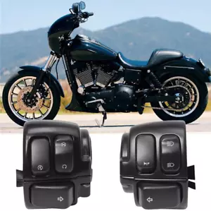 Pair 1" Handlebar Control Switches + Wiring Harness For Harley Sportster Dyna - Foto 1 di 11