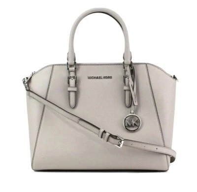Michael Kors Large Ciara Saffiano Leather Tote Purse Satchel Pearl Gray READ - Image 1 of 4
