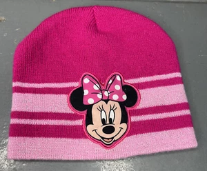 Youth Girl MINNIE MOUSE BEANIE Pink Sparkle Silver Stitch winter knit hat Disney - Picture 1 of 3