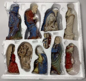 10 Piece Christmas Nativity Set Ceramic Large Figures - Picture 1 of 12