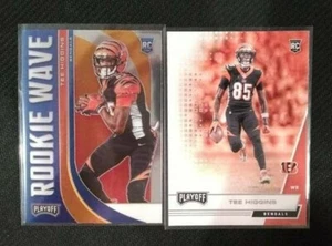 2020 Panini Playoff Tee Higgins Rookie Wave Holo SP + Base Rookie RC Bengals - Picture 1 of 2