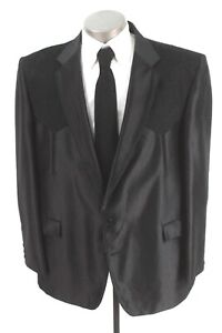 vintage mens black CIRCLE S western rodeo USA blazer suit jacket sport coat 50 R