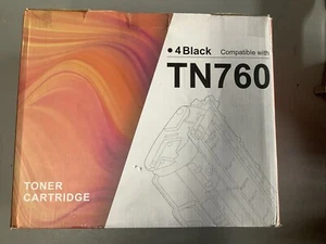 4 Pack - Black TN760 Toner Cartridge for Brother TN-760 - Picture 1 of 1