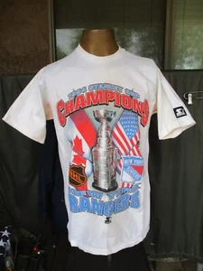 T-shirt punto singolo vintage 1994 Starter NY RANGERS STANLEY CUP CHAMPIONS - Foto 1 di 18