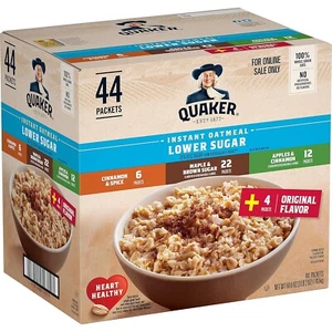 Quaker Instant Haferflocken weniger Zucker, 4 Geschmacksrichtungen Variety Pack 44 Stück (1er Pack) - Bild 1 von 4