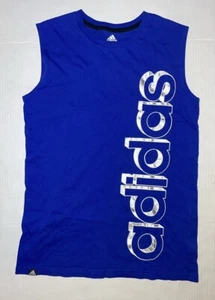 Boys L(14/16) Bright Blue Adidas Sleeveless T-Shirt Vest Workout Active - Picture 1 of 3