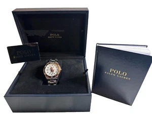 Ralph Lauren Polo Watch Automatic Brown White Dial Steel Strap 42mm Rp£2100 Box - Picture 1 of 22