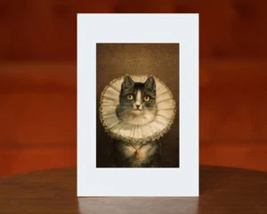 Cat in Ruff Collar Greeting Card | Blank Card, A5 | Art Print - Picture 1 of 5