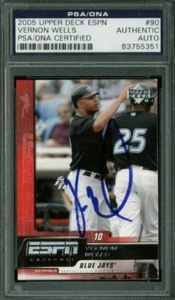 Blue Jays Vernon Wells Signed Card 2005 Upper Deck Espn #90 PSA/DNA Slabbed - Picture 1 of 1