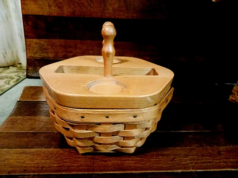 Longaberger Basket with wood lid Cover