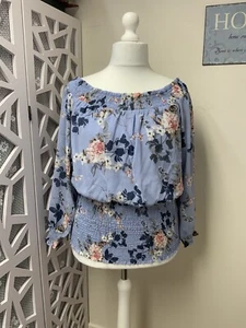 City Chic Blouse Size 22 Elodie Top Blue Bardot Chiffon NEW With Tag - Picture 1 of 11