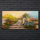 Painting Floral Flowers Trees Nature Sun Glass Print 140x70 Wall Art Home Decor