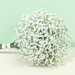 Artificial Baby Breath Flowers, 6 Pcs Faux White Gypsophila Bouquets for Decor - Picture 1 of 12