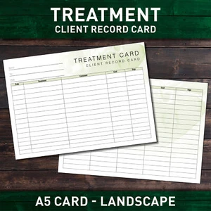 Treatment Client Record Card Nail/Beauty/Hair/Massage Form PREMIUM x50 PACK A5 - Picture 1 of 3