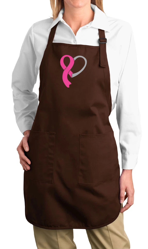 Ladies Breast Cancer Awareness Ribbon Heart Ladies Apron - Image 1 of 1